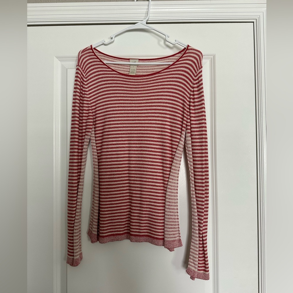 J.Jill red and white striped pullover sweater size small